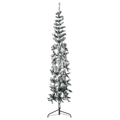 vidaXL Demi sapin de Noël artificiel mince avec neige floquée 180 cm