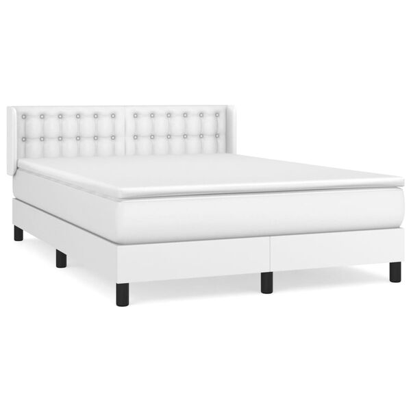 vidaXL Sommier &agrave; lattes de lit avec matelas Blanc 140x190cm Similicuir
