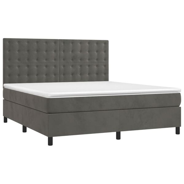 vidaXL Sommier &agrave; lattes de lit et matelas Gris fonc&eacute; 160x200cm Velours