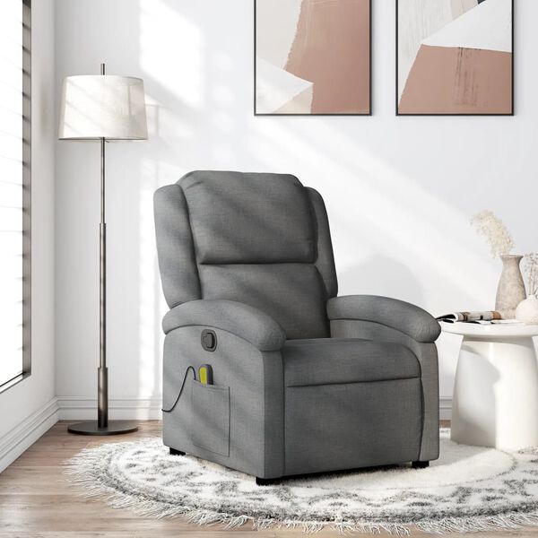 vidaXL Fauteuil de massage inclinable Gris fonc&eacute; Tissu