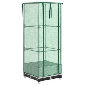 vidaXL Jardini&egrave;re de jardin avec couverture de serre et roues Blanc PP