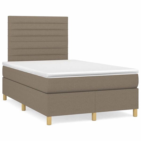 vidaXL Sommier &agrave; lattes de lit avec matelas taupe 120x190 cm tissu