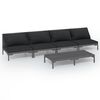 vidaXL Salon de jardin 5 pcs avec coussins R&eacute;sine tress&eacute;e Gris fonc&eacute;
