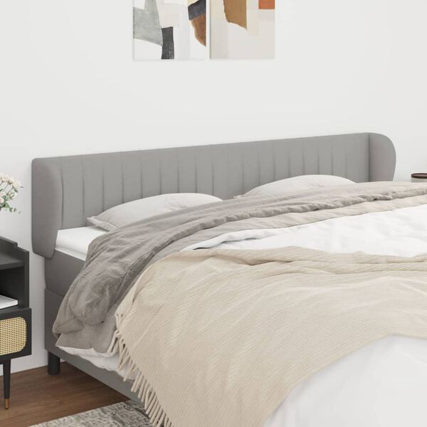 vidaXL T&ecirc;te de lit avec oreilles Gris clair 183x23x78/88 cm Tissu