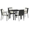 vidaXL Ensemble de salle &agrave; manger pour jardin 5 pc Noir polyrotin