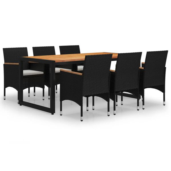 vidaXL Ensemble &agrave; manger de jardin 7 pcs Noir
