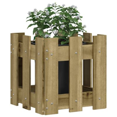 vidaXL Jardinière avec design de clôture 30x30x30 cm pin imprégné