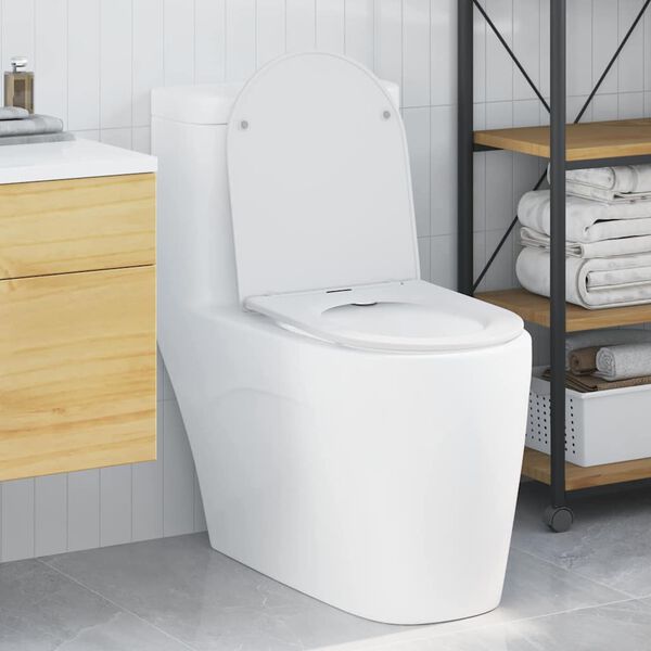 vidaXL Si&egrave;ge de toilette Blanc 47 x 36 x 3,4 cm Duroplast