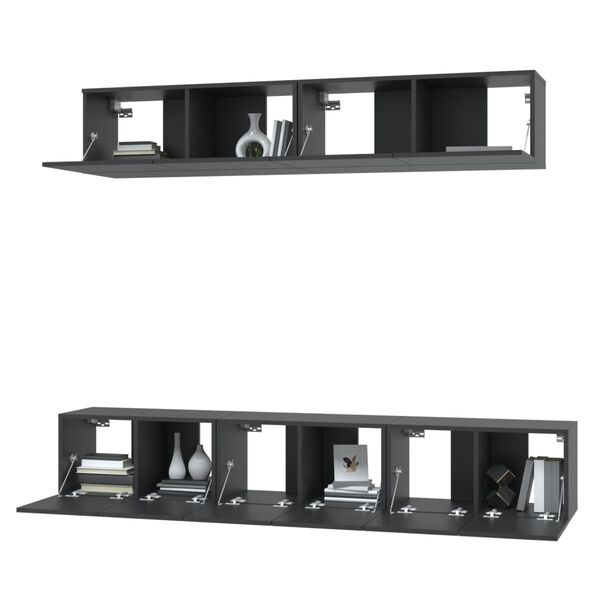 vidaXL Ensemble de meubles TV 5 pcs Noir Bois d'ing&eacute;nierie