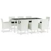 vidaXL Ensemble &agrave; manger de jardin et coussins 9 pcs blanc poly rotin