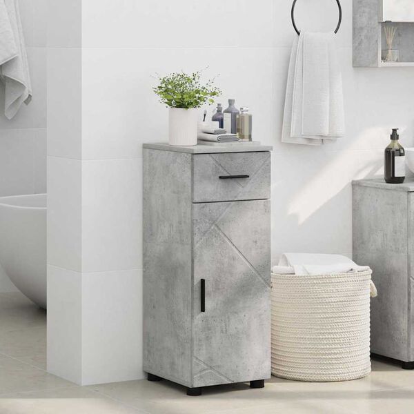 vidaXL Cabinet de salle de bain avec tiroir Gris b&eacute;ton 30 x 35 x 80 cm