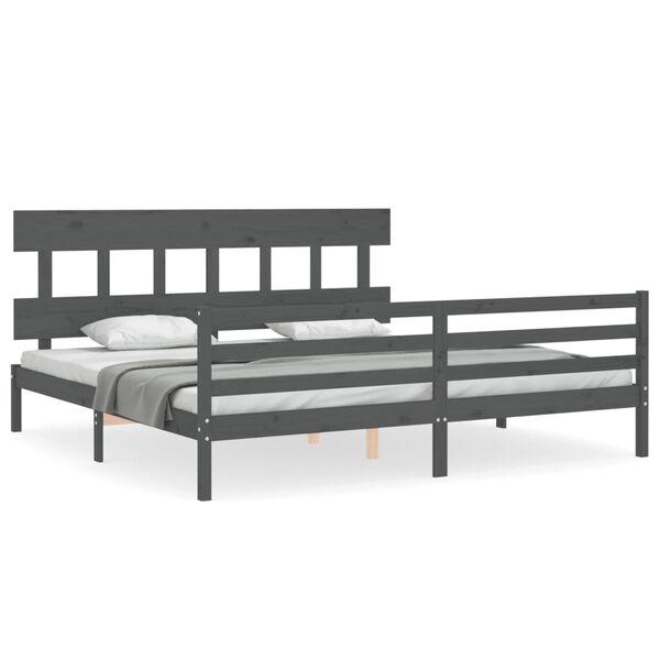 vidaXL Cadre de lit sans matelas gris 200x200 cm bois massif