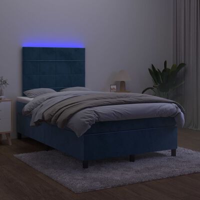 vidaXL Sommier à lattes de lit matelas et LED Bleu foncé 120x200 cm