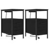 vidaXL Cabinet de chevet 2 pc Ch&ecirc;ne noir 30 x 48 x 61 cm