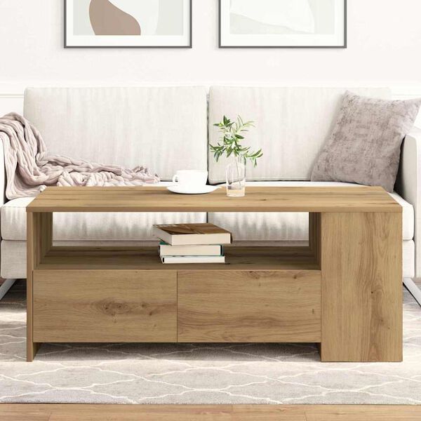 vidaXL Table basse avec tiroir Chêne artisanal 102 x 55 x 43,5 cm