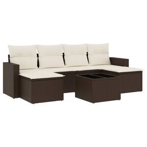 vidaXL Salon de jardin avec coussins 7 pcs marron r&eacute;sine tress&eacute;e