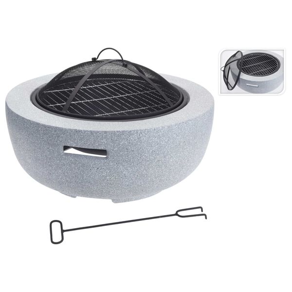 ProGarden Bol &agrave; feu avec grille de barbecue Rond Gris clair 60x25 cm