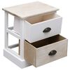 vidaXL 2 pcs Tables de chevet Blanc et naturel 38x28x45 cm Paulownia