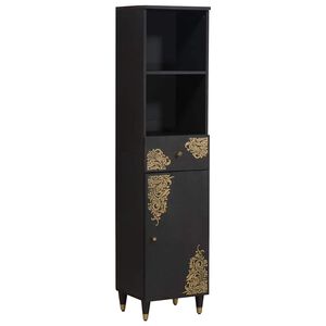 vidaXL Armoire de salle de bain avec tiroir Noir 38 x 33 x 160 cm