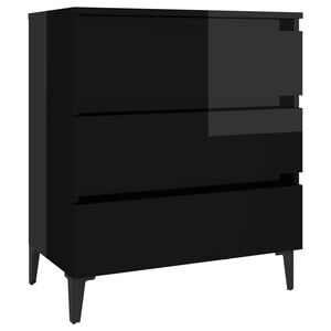 vidaXL Buffet Noir brillant 60x35x69 cm Bois d&rsquo;ing&eacute;nierie
