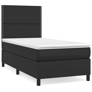 vidaXL Sommier &agrave; lattes de lit avec matelas Noir 90x200 cm Similicuir