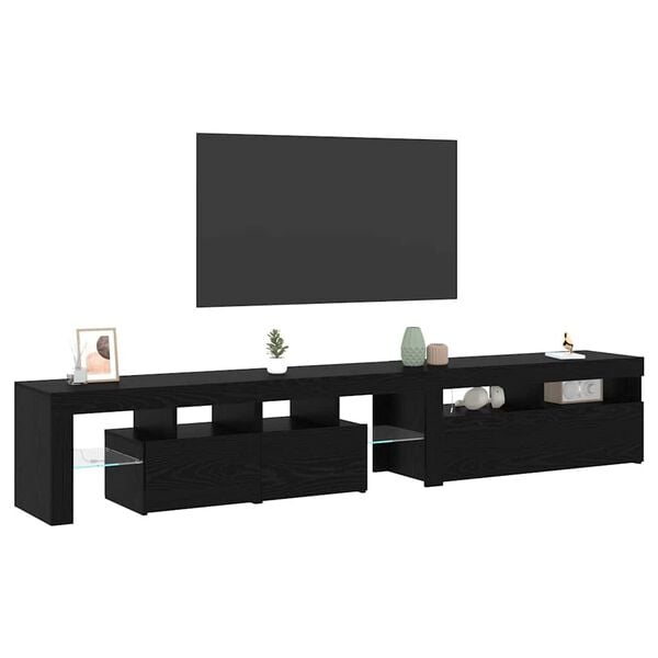 vidaXL Meuble TV 2 pcs Ch&ecirc;ne noir 230 x 36,5 x 40 cm Bois d'ing&eacute;nierie
