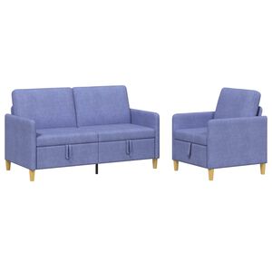 vidaXL Canap&eacute; avec rangement 2 pc Bleu denim Polyester