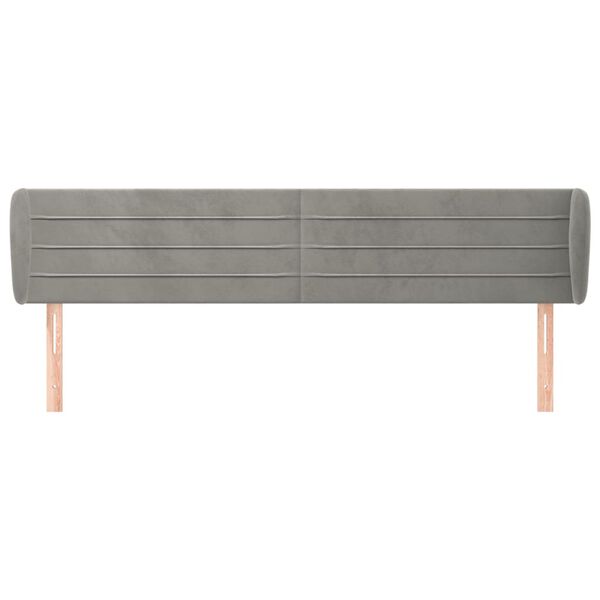 vidaXL T&ecirc;te de lit avec oreilles Gris clair 183x23x78/88 cm Velours