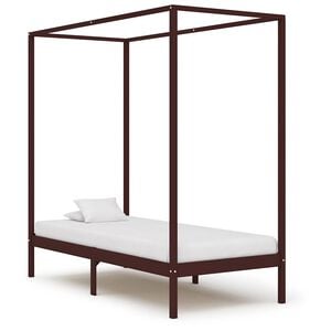 vidaXL Cadre de lit &agrave; baldaquin sans matelas bois massif 100x200 cm