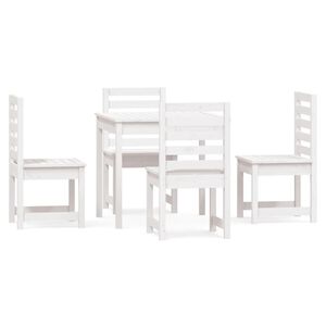 vidaXL Ensemble &agrave; manger de jardin 5 pcs blanc bois massif de pin