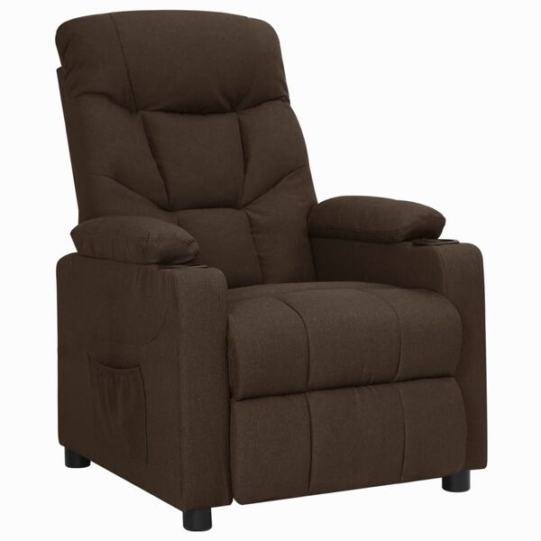 vidaXL Fauteuil inclinable Marron fonc&eacute; Tissu