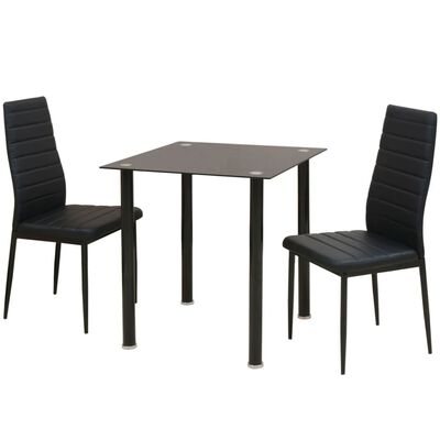 vidaXL Ensemble de table et chaise de salle à manger 3 pièces noir