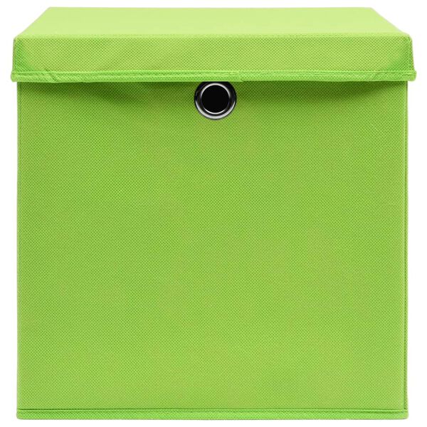 vidaXL Boîtes de rangement avec couvercles 10 pcs 28x28x28 cm Vert