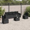 vidaXL Salon de jardin 7 pcs avec coussins noir r&eacute;sine tress&eacute;e