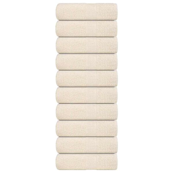 vidaXL Serviettes de toilette FROGN 10 pi&egrave;ces Cr&egrave;me 30x30 cm 360 g/m&sup2;