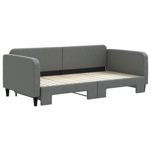 vidaXL Lit de jour avec gigogne sans matelas gris foncé 100x200 cm