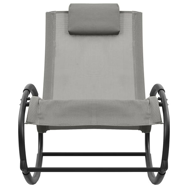vidaXL Chaise longue avec oreiller acier et textilène gris