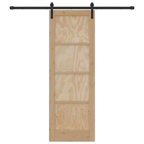 vidaXL Porte coulissante Naturel et Noir 73,5 x 211 cm Pin massif