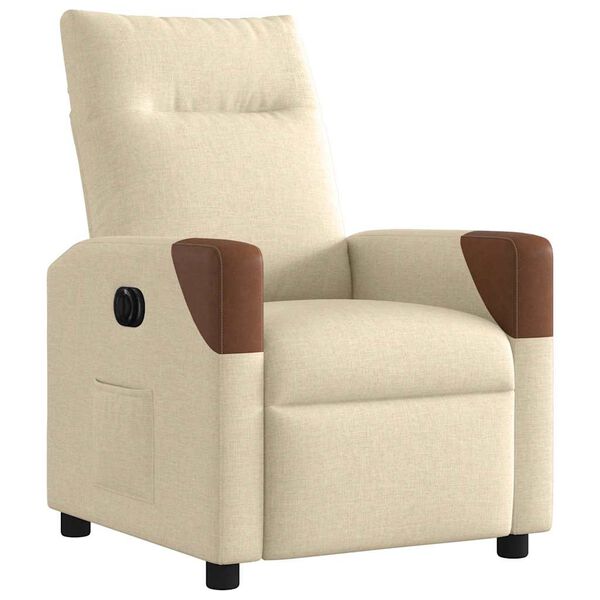vidaXL Fauteuil inclinable &eacute;lectrique Cr&egrave;me Tissu