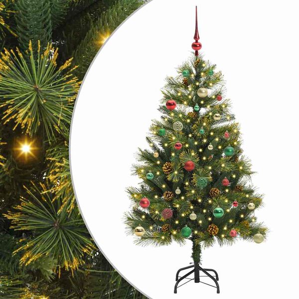 vidaXL Sapin de Noël artificiel avec branches pliables et cônes 150 cm