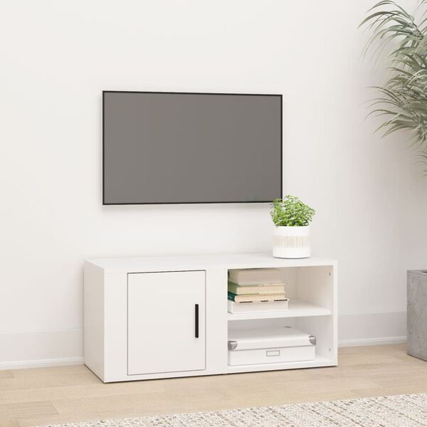 vidaXL Meuble TV Blanc 80x31,5x36 cm Bois d'ing&eacute;nierie