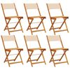 vidaXL Chaises de jardin pliantes lot de 6 beige tissu et bois massif
