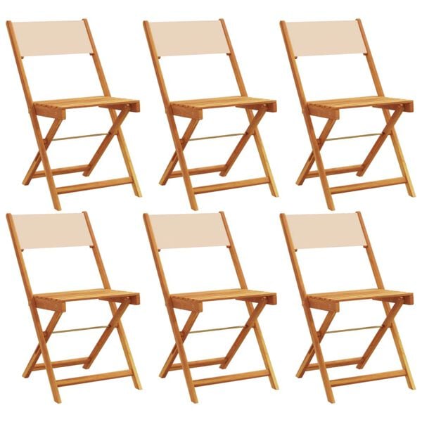 vidaXL Chaises de jardin pliantes lot de 6 beige tissu et bois massif