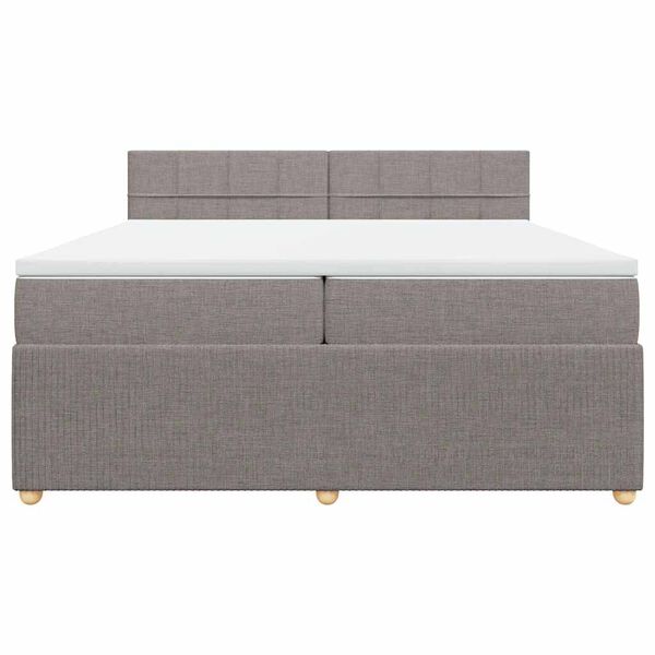 vidaXL Sommier &agrave; lattes de lit avec matelas Taupe 200x200 cm Tissu
