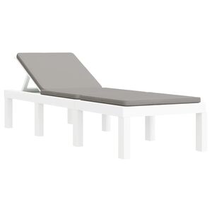 vidaXL Chaise longue avec coussins blanc PP