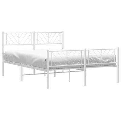 vidaXL Cadre de lit métal sans matelas et pied de lit blanc 120x200 cm