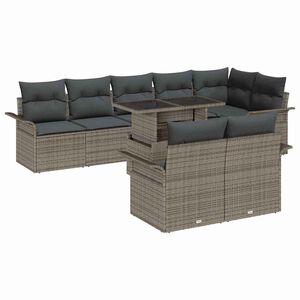 vidaXL Ensemble de canap&eacute; de jardin 9 pc Gris