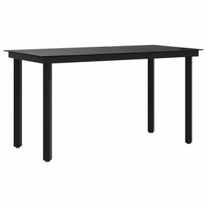 vidaXL Table &agrave; d&icirc;ner de jardin Noir 140x70x74 cm Acier et verre