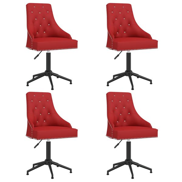 vidaXL Chaises &agrave; manger pivotantes lot de 4 Rouge bordeaux Velours