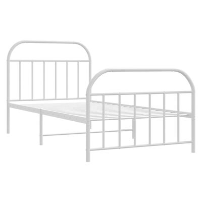 vidaXL Cadre de lit métal sans matelas et pied de lit blanc 100x190 cm